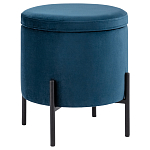 Синий пуф на черных ножках SANJAY варинант исполнения - 1 | Loft Concept в Ростове-на-Дону