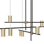 Люстра с 9-ю цилиндрическими плафонами цвета латунь TRIBES CHANDELIER варинант исполнения - 2 | Loft Concept в Ростове-на-Дону