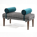 Банкетка Banquette PIED DE POULE с принтом гусиная лапка и синими подлокотниками  варинант исполнения - 2 | Loft Concept в Ростове-на-Дону