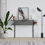 Консоль напольная серая с выдвижным ящиком и 2-мя полками с белой столешницей OTIS CONSOLE RETRO GRAY варинант исполнения - 1 | Loft Concept в Ростове-на-Дону