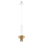 Подвесной светильник с узким цилиндрическим плафоном и золотым металлическим декором Concrete Pipe варинант исполнения - 11 | Loft Concept в Ростове-на-Дону