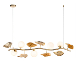 Люстра линейная на золотистом каркасе с белыми стеклянными плафонами Zest of Light варинант исполнения - 1 | Loft Concept в Ростове-на-Дону