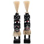 Комплект из 2-х деревянных статуэток Asmat Straw Headdress Statuettes Black Turquoise варинант исполнения - 1 | Loft Concept в Ростове-на-Дону