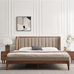 Кровать двуспальная с мягким изголовьем Moon Walnut Bed варинант исполнения - 3 | Loft Concept в Ростове-на-Дону