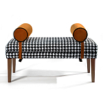 Банкетка Banquette PIED DE POULE Orange с принтом гусиная лапка Оранжевые валики варинант исполнения - 1 | Loft Concept в Ростове-на-Дону