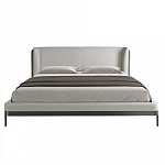Кровать двуспальная серая с мягким изголовьем из экокожи и ткани Modern Look варинант исполнения - 3 | Loft Concept в Ростове-на-Дону