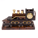 Часы настольные в виде паровоза из натурального камня Обсидиан Train Stone Clock варинант исполнения - 4 | Loft Concept в Ростове-на-Дону
