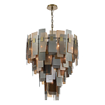 Люстра с многослойными стеклянными панелями янтарного и дымчатого цвета Textured Glass Chandelier варинант исполнения - 3 | Loft Concept в Ростове-на-Дону