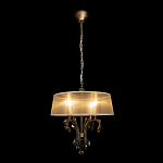 Люстра подвесная круглая с тканевым полупрозрачным абажуром и подвесками 4 лампы Gilded Elegance варинант исполнения - 1 | Loft Concept в Ростове-на-Дону