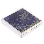 Таблетница карманная квадратная с 4-мя отделениями с зеркалом и накладкой из натурального камня Содалит Silver Stone Pillboxes варинант исполнения - 1 | Loft Concept в Ростове-на-Дону