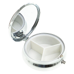 Таблетница карманная круглая с 3-мя отделениями с зеркалом и накладкой из натурального камня Апатит Желтый Silver Stone Pillboxes варинант исполнения - 2 | Loft Concept в Ростове-на-Дону