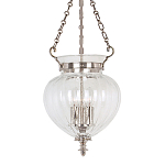 Подвесной светильник цвета никель с прозрачным ребристым стеклянным плафоном в классическом стиле Elstead Lighting варинант исполнения - 1 | Loft Concept в Ростове-на-Дону