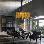 Люстра подвесная круглая с изогнутыми металлическими дугами и ниспадающими цепочками 65 см Atlantis Chain варинант исполнения - 9 | Loft Concept в Ростове-на-Дону