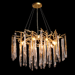 Люстра подвесная золотого цвета с разветвленными ветвями и прозрачными стеклянными подвесками Droplet Chandelier варинант исполнения - 3 | Loft Concept в Ростове-на-Дону