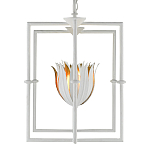 Люстра белая прямоугольная с абажурами в виде цветков тюльпана White Tulips варинант исполнения - 3 | Loft Concept в Ростове-на-Дону