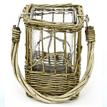 Кашпо стеклянное в плетёной корзине Argo варинант исполнения - 1 | Loft Concept в Ростове-на-Дону