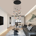 Люстра каскадная с черным круглым основанием 27 подвесов Celestial Waltz варинант исполнения - 5 | Loft Concept в Ростове-на-Дону