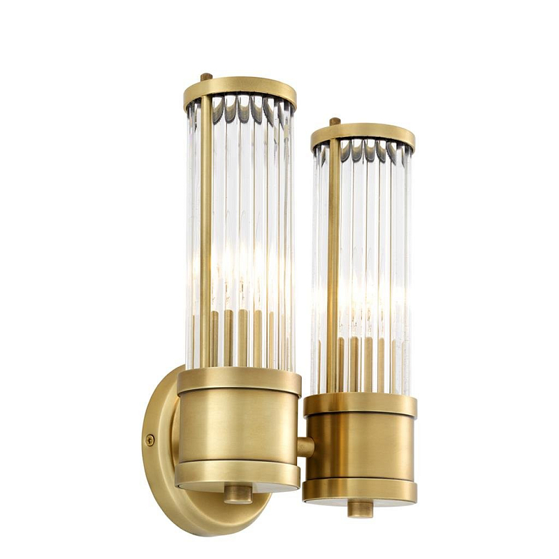Бра Wall Lamp Claridges Dual Brass Латунь Античная полированная Прозрачное Стекло в Ростове-на-Дону | Loft Concept 