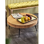 Журнальный столик с круглой фактурной столешницей из натурального дерева Vortex варинант исполнения - 6 | Loft Concept в Ростове-на-Дону