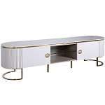 Тумба под телевизор белая овальная с мраморной столешницей Thoroughbass варинант исполнения - 1 | Loft Concept в Ростове-на-Дону