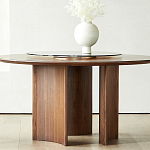 Стол обеденный круглый с двойной столешницей Walnut Wood Table варинант исполнения - 4 | Loft Concept в Ростове-на-Дону