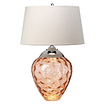 Настольная лампа с фактурным стеклянным основанием красного цвета с хромированной деталью у горловины и белым абажуром из искусственного шёлка Elstead Lighting варинант исполнения - 1 | Loft Concept в Ростове-на-Дону