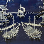 Картина ручная вышивка бисером Ночной пейзаж Night Boat Bay варинант исполнения - 4 | Loft Concept в Ростове-на-Дону