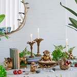 Подсвечник в форме пальмы с резными листьями и текстурным основанием Golden palm leaves варинант исполнения - 4 | Loft Concept в Ростове-на-Дону