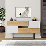 Комод c 2-мя белыми дверцами и 2-мя выдвижными ящиками цвета древесины EROS CONSOLE OAK WHITE варинант исполнения - 1 | Loft Concept в Ростове-на-Дону