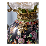 Ваза из фарфора черная с цветочной росписью и бронзовыми элементами Spring Garden варинант исполнения - 5 | Loft Concept в Ростове-на-Дону