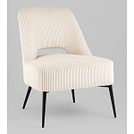 Кресло лаунж Бостон велюр рельефный молочный на черных ножках варинант исполнения - 1 | Loft Concept в Ростове-на-Дону