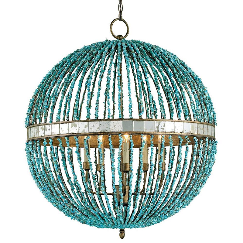  CURREY AND COMPANY BEADED ORB CHANDELIER  TURQUOISE BLUE   -- | Loft Concept 