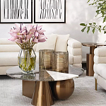 Дизайнерский журнальный стол с круглой столешницей на 3-х геометрических ножках Lehumod варинант исполнения - 3 | Loft Concept в Ростове-на-Дону