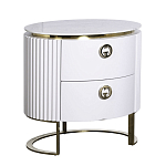 Тумбочка белая овальная с мраморной столешницей Thoroughbass варинант исполнения - 1 | Loft Concept в Ростове-на-Дону