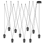 Подвесной светильник черными плафонами на длинных пересекающихся тросах Construction варинант исполнения - 7 | Loft Concept в Ростове-на-Дону