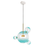 Подвесной светильник с прозрачными бирюзовыми стеклянными шарами и золотыми деталями Диаметр 43 Giopato & Coombes варинант исполнения - 1 | Loft Concept в Ростове-на-Дону