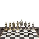 Шахматы в ларце из натуральных камней Долерит Малахит Мрамор Decorative Thematic Chess Русь варинант исполнения - 4 | Loft Concept в Ростове-на-Дону