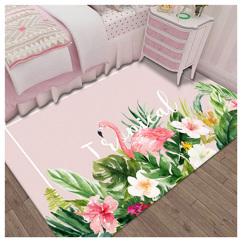 Ковёр с принтом Розовый Фламинго Carpet Tropical Flamingo Розовый Мульти Ковёр с принтом Розовый Фламинго Carpet Tropical Flamingo Розовый Мульти в Ростове-на-Дону | Loft Concept