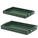 Комплект из двух прямоугольных подносов зеленого цвета Serpent варинант исполнения - 2 | Loft Concept в Ростове-на-Дону