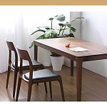 Стул деревянный с мягким сиденьем из черной натуральной кожи Moon Walnut Furniture варинант исполнения - 1 | Loft Concept в Ростове-на-Дону