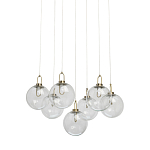 Люстра с 7-ю плафонами из прозрачного стекла в форме шара Orb Cascade  варинант исполнения - 1 | Loft Concept в Ростове-на-Дону