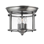 Потолочный светильник в форме фонаря с прозрачным цилиндрическим плафоном и тремя лампами в форме свечей Hinkley варинант исполнения - 1 | Loft Concept в Ростове-на-Дону