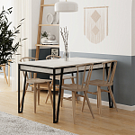 Стол обеденный с прямоугольной столешницей пыльного белого цвета на 4-х металлических ножках PAL ANCIENT WHITE варинант исполнения - 3 | Loft Concept в Ростове-на-Дону