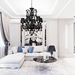 Люстра подвесная с плиссированными абажурами и множеством подвесок черного цвета Диаметр 62 см Lustre Reverie варинант исполнения - 4 | Loft Concept в Ростове-на-Дону