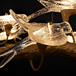 Люстра подвесная линейная с прозрачными стеклянными птичками на ветвях Serip Voa варинант исполнения - 11 | Loft Concept в Ростове-на-Дону