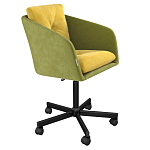 Стул с мягкой обивкой из велюра и подъемно-поворотным механизмом на колесиках Mason Green and Yellow варинант исполнения - 1 | Loft Concept в Ростове-на-Дону