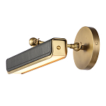 Светильник для картин цвет винтажная латунь с прямоугольным плафоном из кожи черного цвета Alora варинант исполнения - 4 | Loft Concept в Ростове-на-Дону