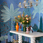 Обои ручная роспись Malwa Special Colourway on blue painted Xuan paper варинант исполнения - 1 | Loft Concept в Ростове-на-Дону