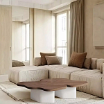 Дизайнерский журнальный стол с фигурной столешницей на белом основании Holarisex варинант исполнения - 1 | Loft Concept в Ростове-на-Дону