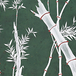 Обои ручная роспись Bamboo Argent on Edo Green painted silk варинант исполнения - 2 | Loft Concept в Ростове-на-Дону